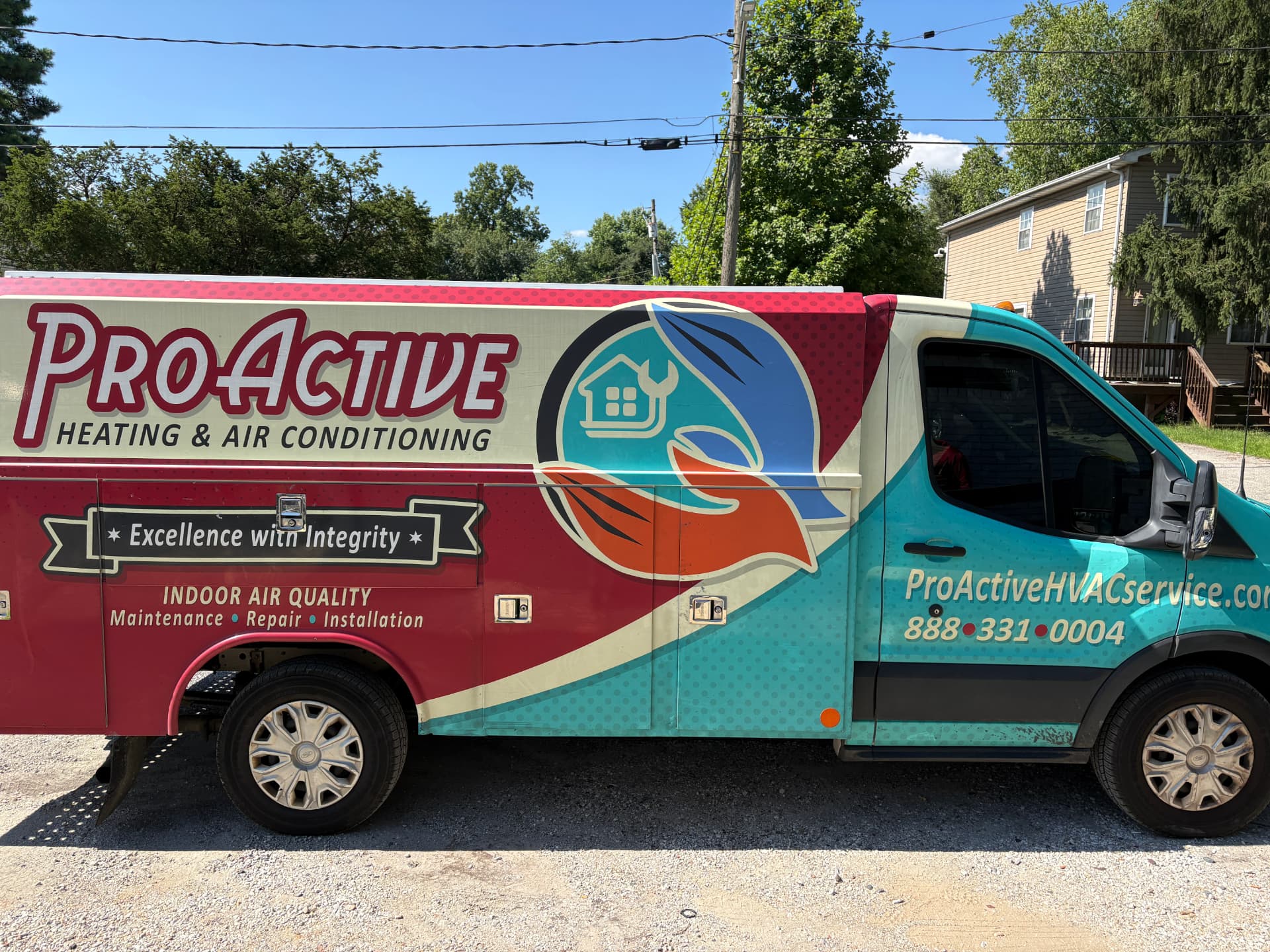 ProActive Heating & Air Conditioning service van with company wrap parked in Annapolis, Maryland